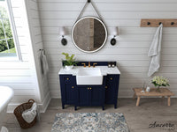 Adeline Bathroom Vanity with Farmhouse Sink and Carrara White Marble Top Cabinet Set