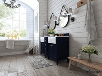 Adeline Bathroom Vanity with Farmhouse Sink and Carrara White Marble Top Cabinet Set