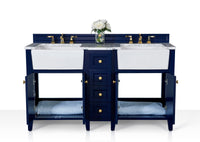 Adeline Bathroom Vanity with Farmhouse Sink and Carrara White Marble Top Cabinet Set