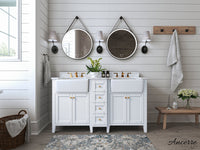 Adeline Bathroom Vanity with Farmhouse Sink and Carrara White Marble Top Cabinet Set