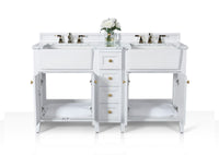 Adeline Bathroom Vanity with Farmhouse Sink and Carrara White Marble Top Cabinet Set