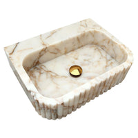 Calacatta Gold Marble Wall-mount Bathroom Vanity Sink Fluted (W)16" (L)20" (H)6"