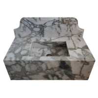 Calacatta Verde Marble Rectangular Wall-mount Bathroom Sink with 10" Backsplash (W)16" (L)34" (H)12"