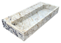 Calacatta Viola Gold Marble Wall-mount Bathroom Sink Horizontal Fluted (W)16" (W)36" (H)5"