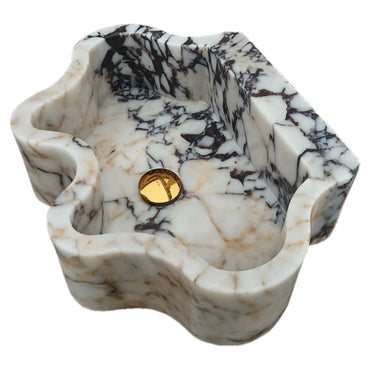 Calacatta Viola Marble Wall-mount Bathroom Sink Wavy Edges (W)16" (L)21" (H)6"