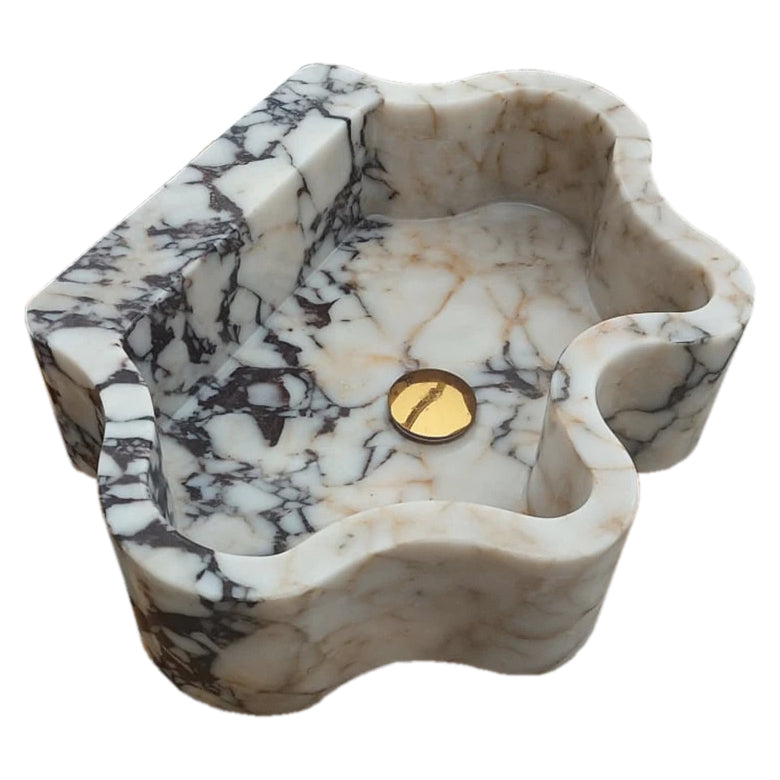 Calacatta Viola Marble Wall-mount Bathroom Sink Wavy Edges (W)16" (L)21" (H)6"