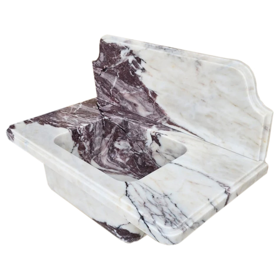 Calacatta Viola Marble Above-vanity Wall-mount Bathroom Sink with 10" Backsplash