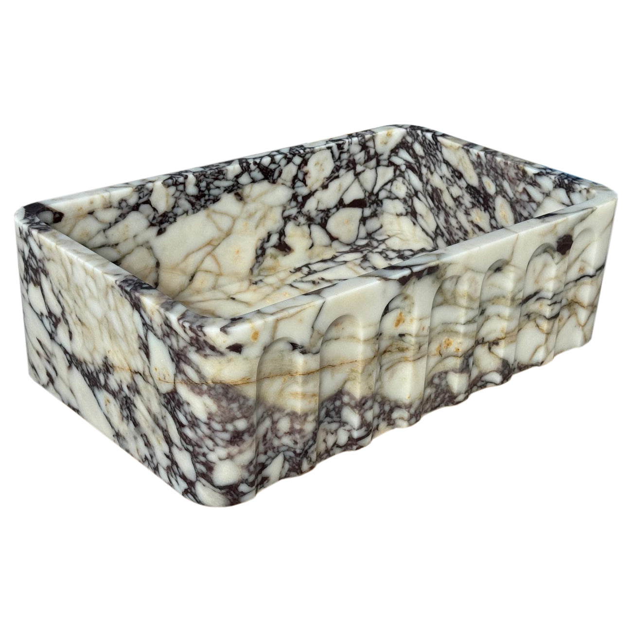 Calacatta Viola Marble Wall-mount Bathroom Vanity Sink Fluted Front (W)19.5" (L)31.5" (H)10"