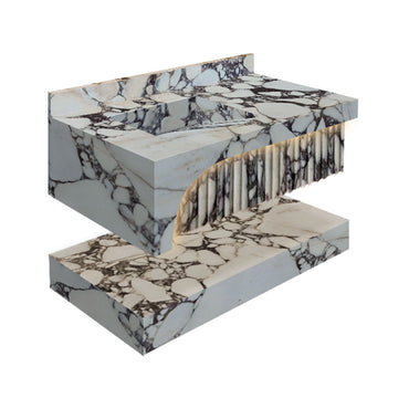 Calacatta Viola Marble Wall-mount Bathroom Sink Hidden Drain Set of 2