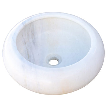 Natural Stone Carrara White Marble Above Vanity Bathroom Sink Polished (D)15.5" (H)6"