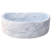 Natural Stone Carrara White Marble Wall-Mount Bathroom Marble Sink (W)24" (L)20" (H)6"