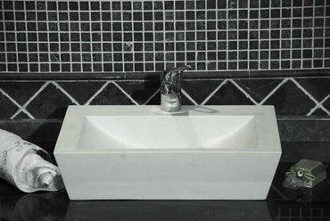 Classic White Limestone Rectangular Above Vanity Bathroom Sink Honed (W)16" (L)20" (H)4"