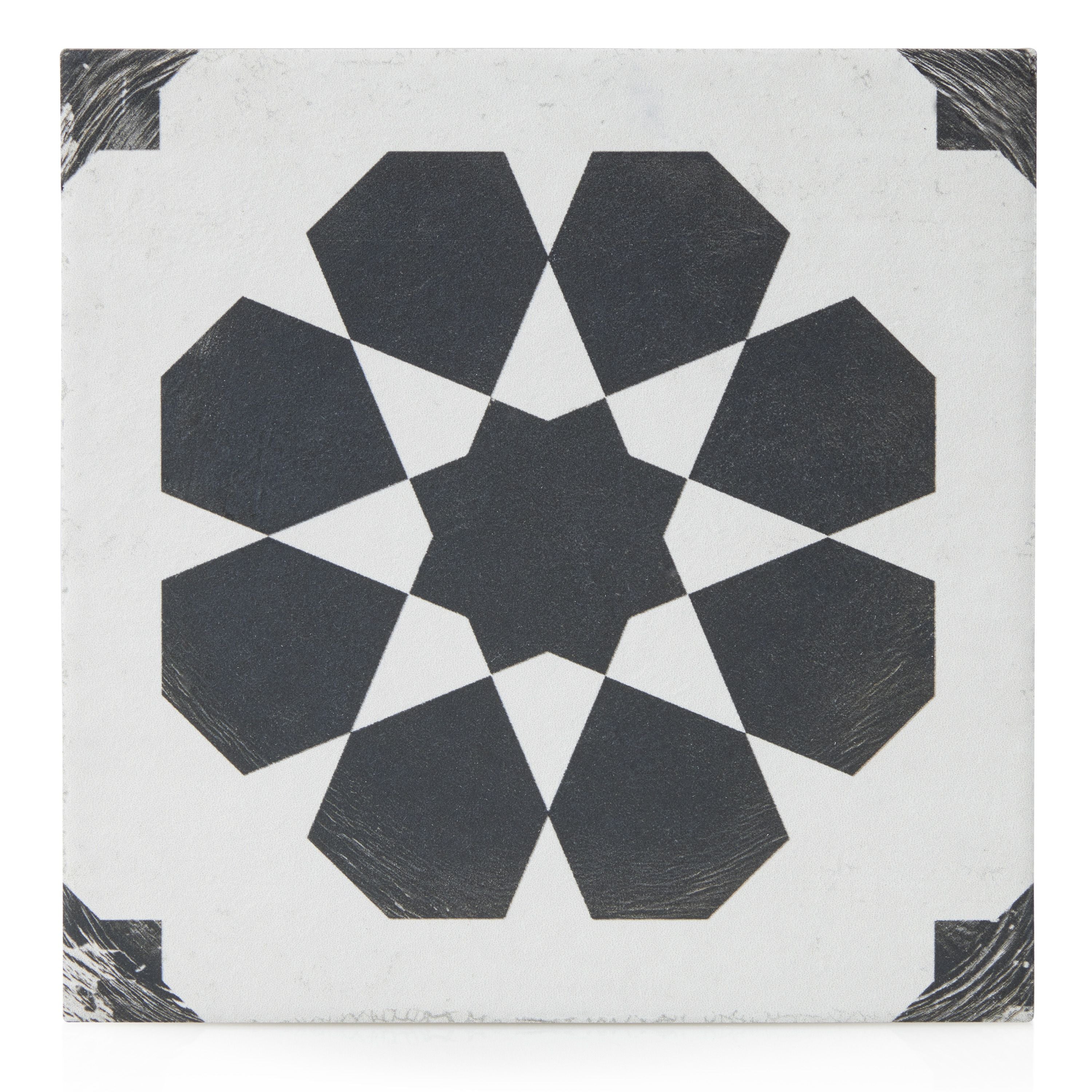 8x8 Black and White Distressed Cyclone porcelain tile - Industry Tile