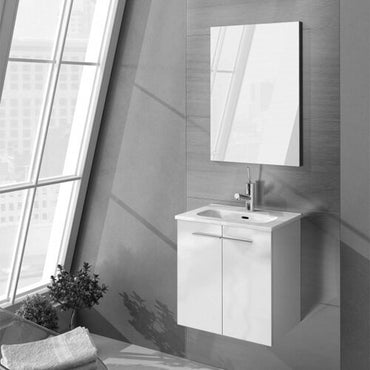 Star Wall-Mount Vanity 20" x 14" 2 Doors in High Gloss Lacquered White - Industry Tile