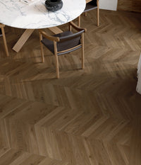 Excalibur Brown Wood Look Porcelain Tile | 8x48" Plank | 3x18" Chevron - Tilevanity.com