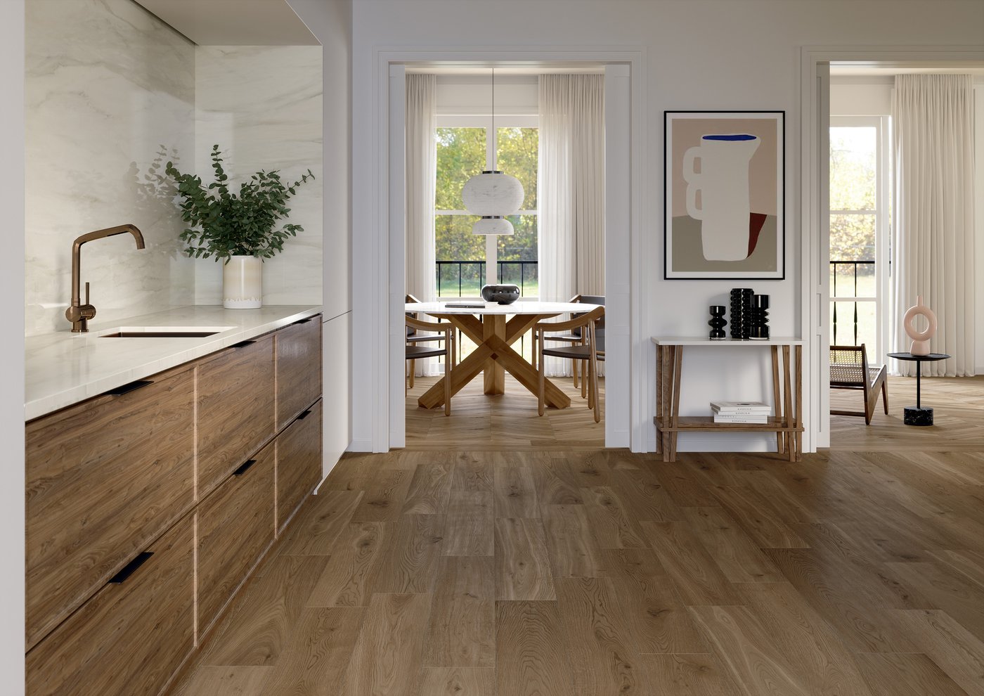 Excalibur Brown Wood Look Porcelain Tile | 8x48" Plank | 3x18" Chevron - Tilevanity.com