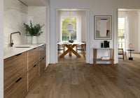 Excalibur Brown Wood Look Porcelain Tile | 8x48" Plank | 3x18" Chevron - Tilevanity.com
