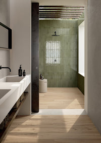 Excalibur Beige Wood Look Porcelain Tile | 8x48" Plank | 3x18" Chevron - Tilevanity.com