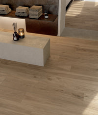 Excalibur Beige Wood Look Porcelain Tile | 8x48" Plank | 3x18" Chevron - Tilevanity.com