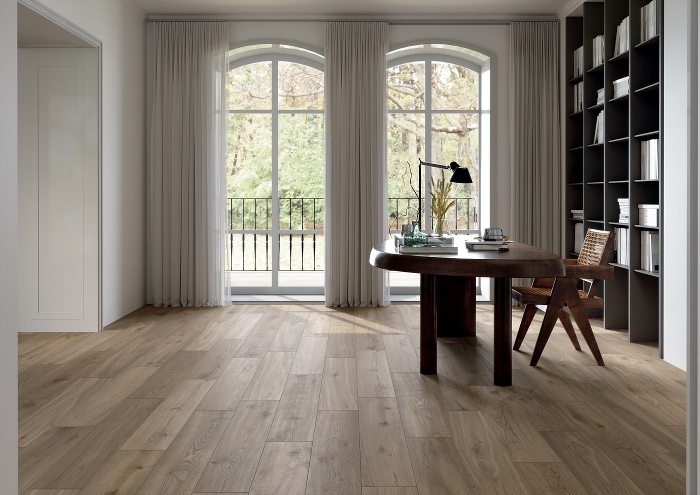 Excalibur Fumè Wood Look Porcelain Tile | 8x48" Plank | 3x18" Chevron - Tilevanity.com