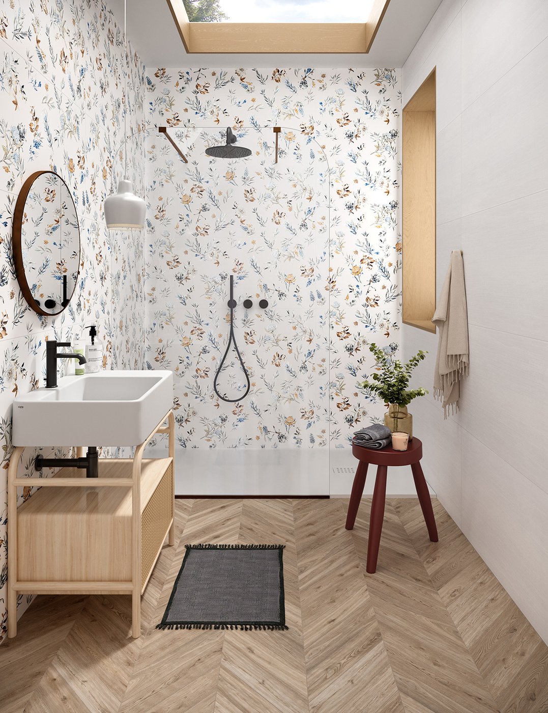 Excalibur Beige Wood Look Porcelain Tile | 8x48" Plank | 3x18" Chevron - Tilevanity.com