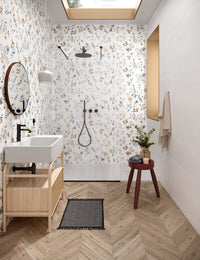 Excalibur Beige Wood Look Porcelain Tile | 8x48" Plank | 3x18" Chevron - Tilevanity.com