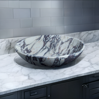 Calacatta Viola Marble Oval Shape Above Vanity Bathroom Sink (W)18" (L)14" (H)5"