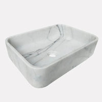 White Calacatta Marble Rectangular Above Vanity Bathroom Sink (L)18" (W)12" (H)6"