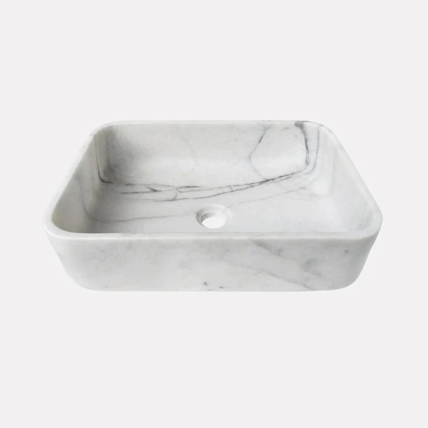 White Calacatta Marble Rectangular Above Vanity Bathroom Sink (L)18" (W)12" (H)6"