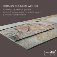 Indian Autumn - Self-Adhesive 3D Peel & Stick Real Stacked Stone Tiles [Pack of 10]