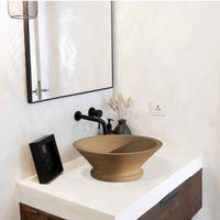 Light Beige Travertine Natural Stone Above Vanity Bathroom Vessel Sink Honed