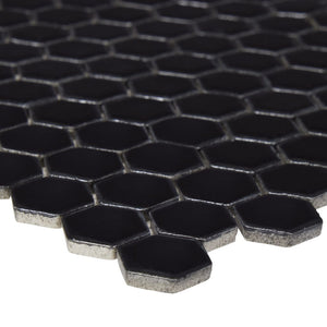Hexagon Black 1-Inch Matte Mosaic Tile - 20 pcs per case - Industry Tile