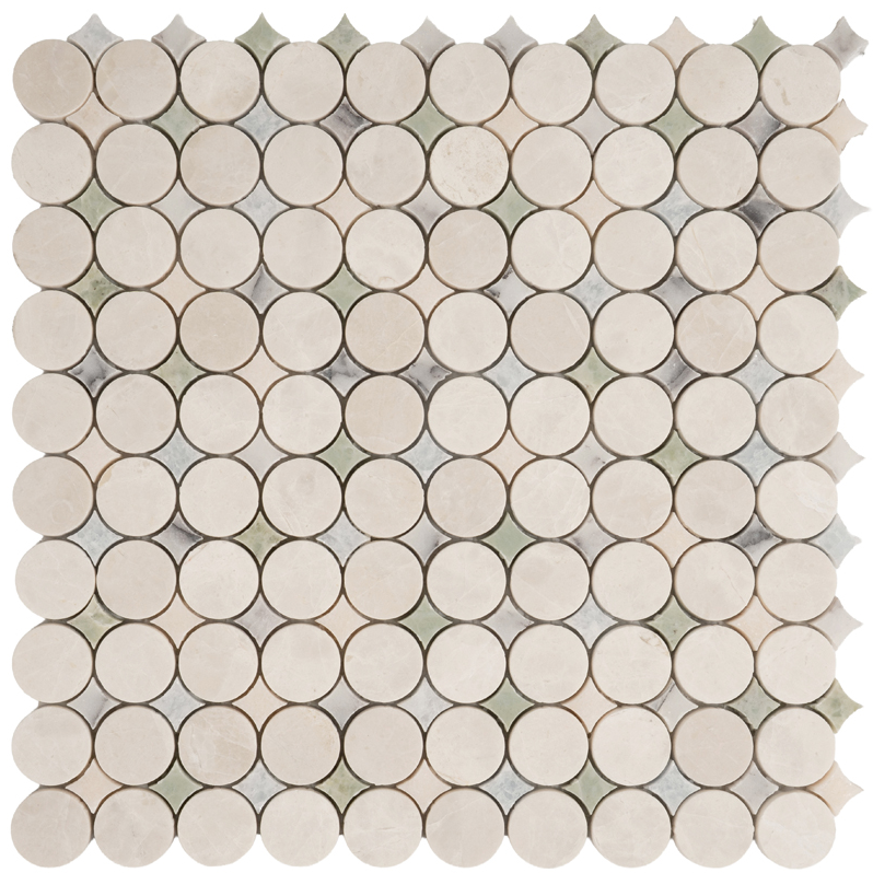 Penny Round Star Multicolor Honed Natural Stone Mosaic Tile