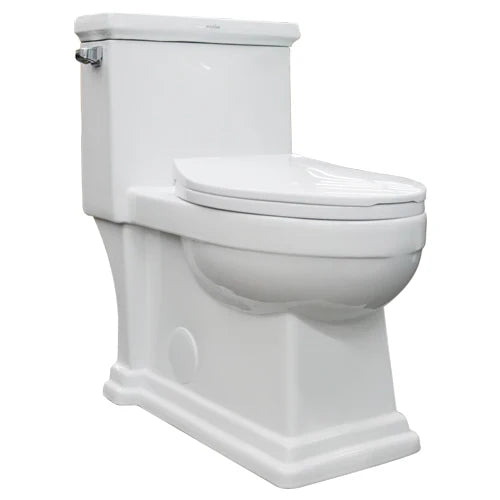 Elongated One-Piece Toilet 1.28 GPF Siphonic Flush in White - Industry Tile