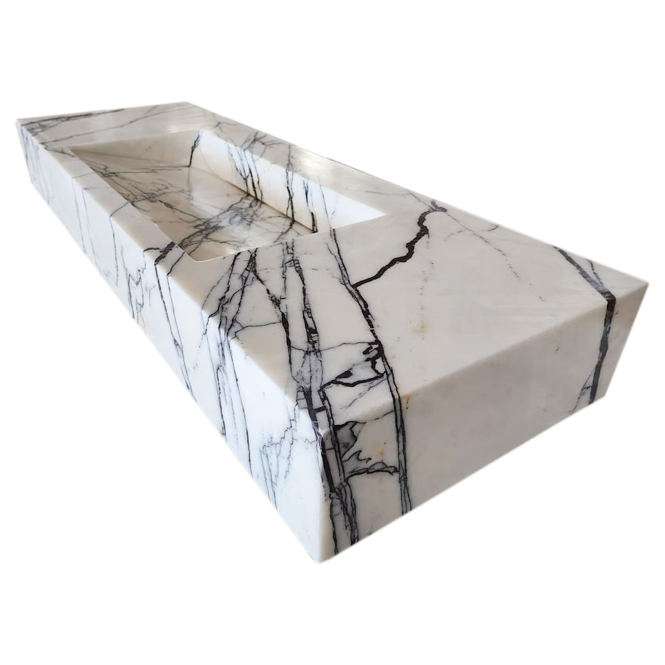 New York Marble Wall-mount Bathroom Sink Hidden Drain Polished (W)16" (W)33" (H)6"