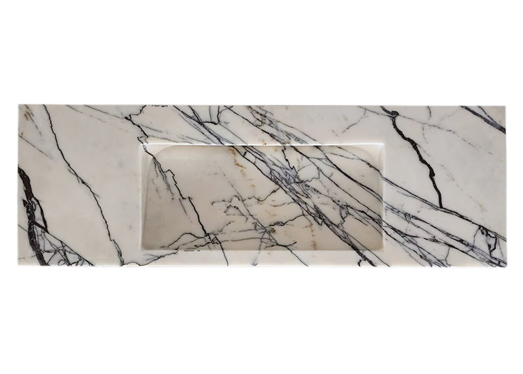 New York Marble Wall-mount Bathroom Sink Hidden Drain Polished (W)16" (W)33" (H)6"