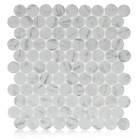 Carrara Super White Micro Crystal Large Penny Mosaic Matte