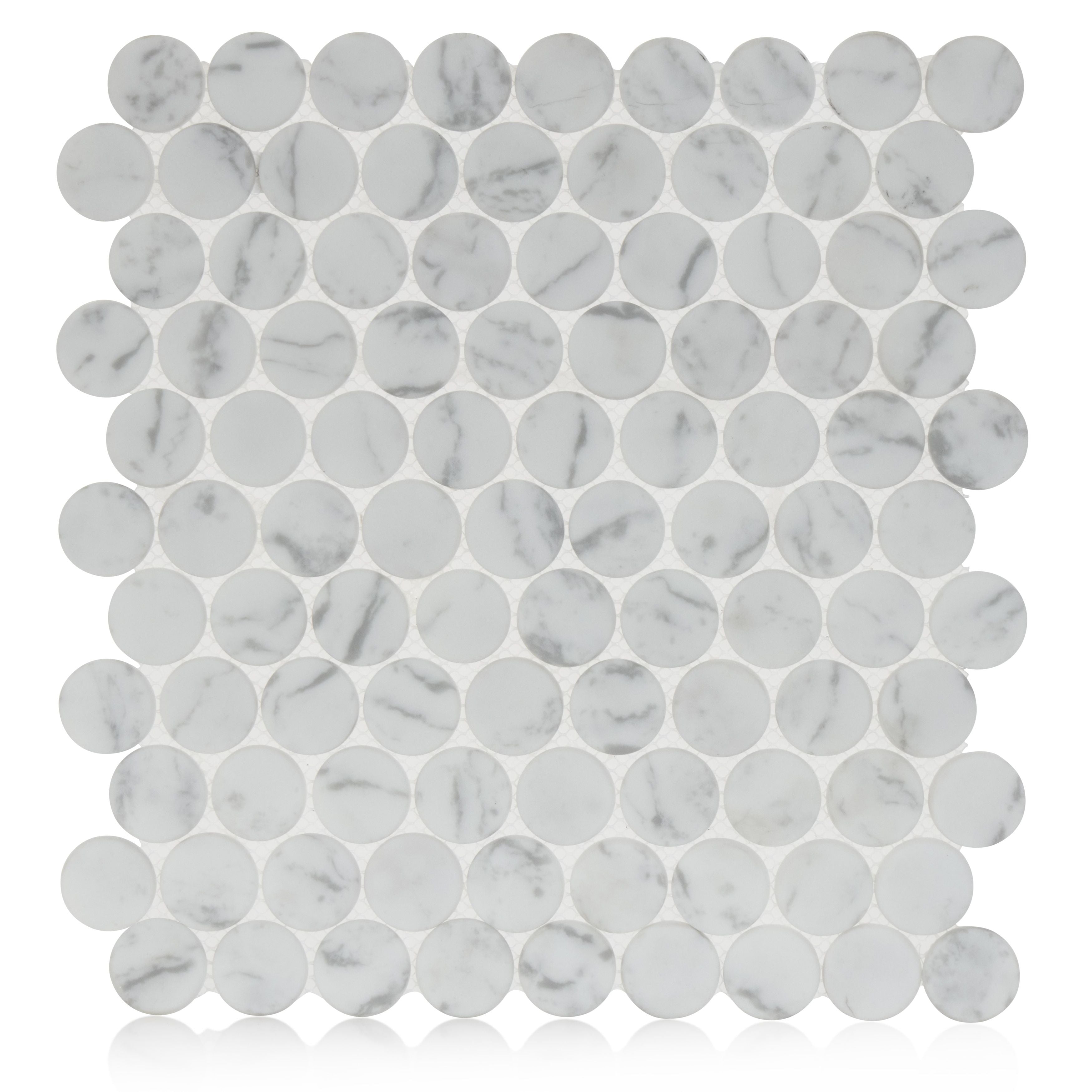 Carrara Super White Micro Crystal Large Penny Mosaic Matte