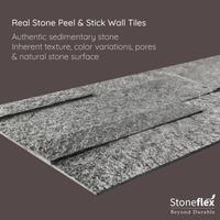 Oslo Smoke - Self-Adhesive 3D Peel & Stick Real Stacked Stone Tiles [Pack of 10]