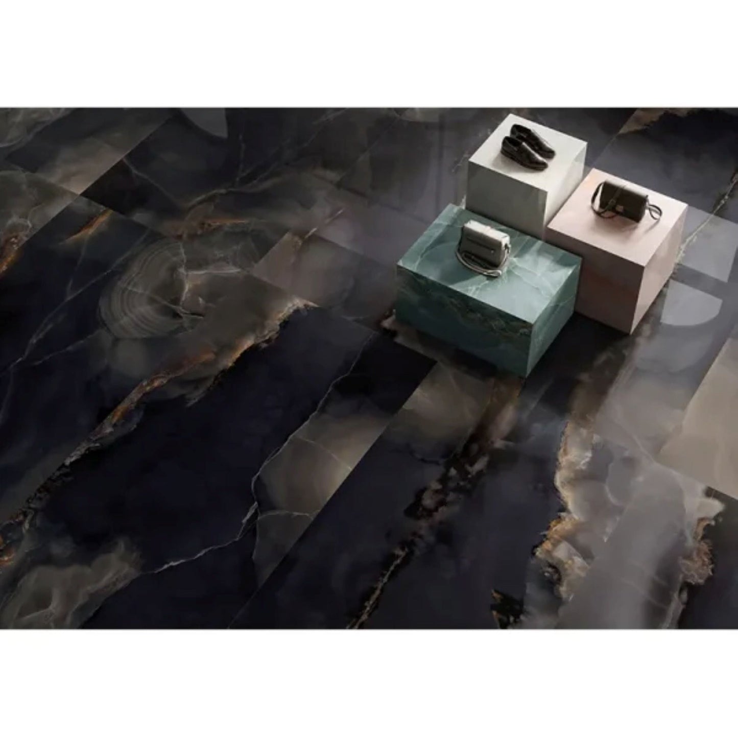 Onyx Black Porcelain Tile 24x48" | 36x36" | Mosaic - Tilevanity.com