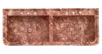 Red Travertine Double Bathroom Vanity Sink Fluted on Front and Edges (W)20" (L)48"