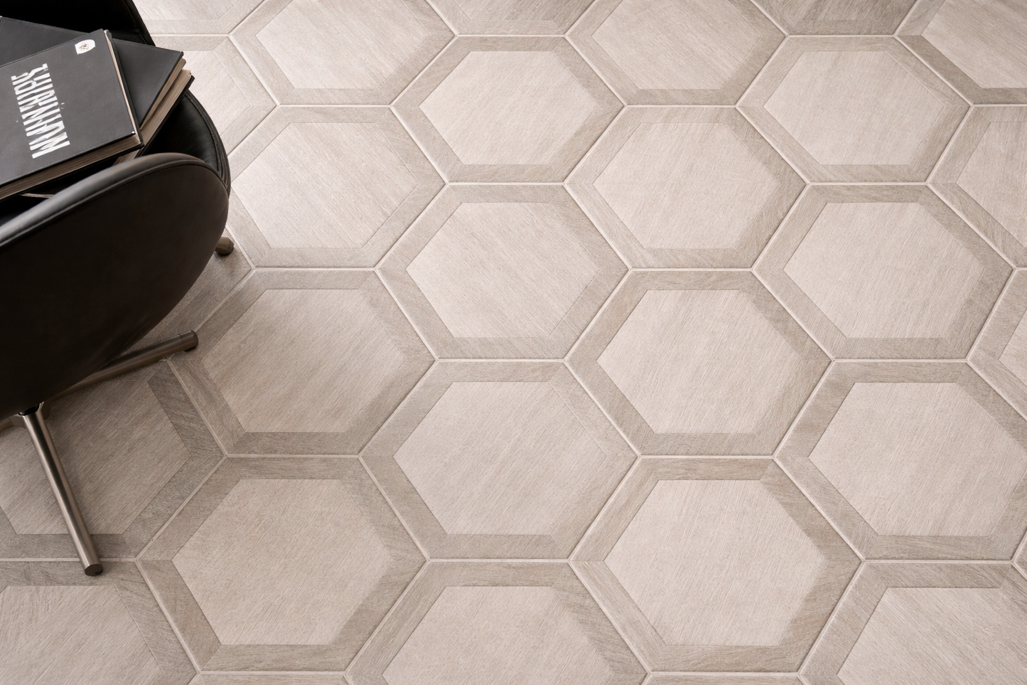 Woodline Hexagon Porcelain Tile 9.5x9.5" | 3 Colors
