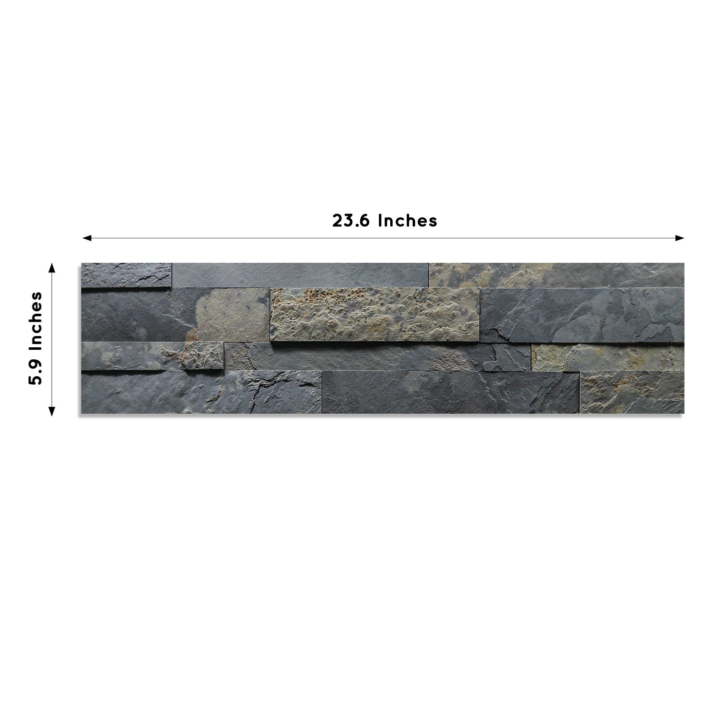 Rustic Slate - Self-Adhesive 3D Peel & Stick Real Stacked Stone Tiles [Pack of 10]