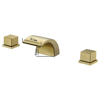 Brushed Gold or Matte Black Or Brushed Nickel Waterfall Bathroom Sink Faucet with 3 Holes, 2 Handles and Pop-Up Drain