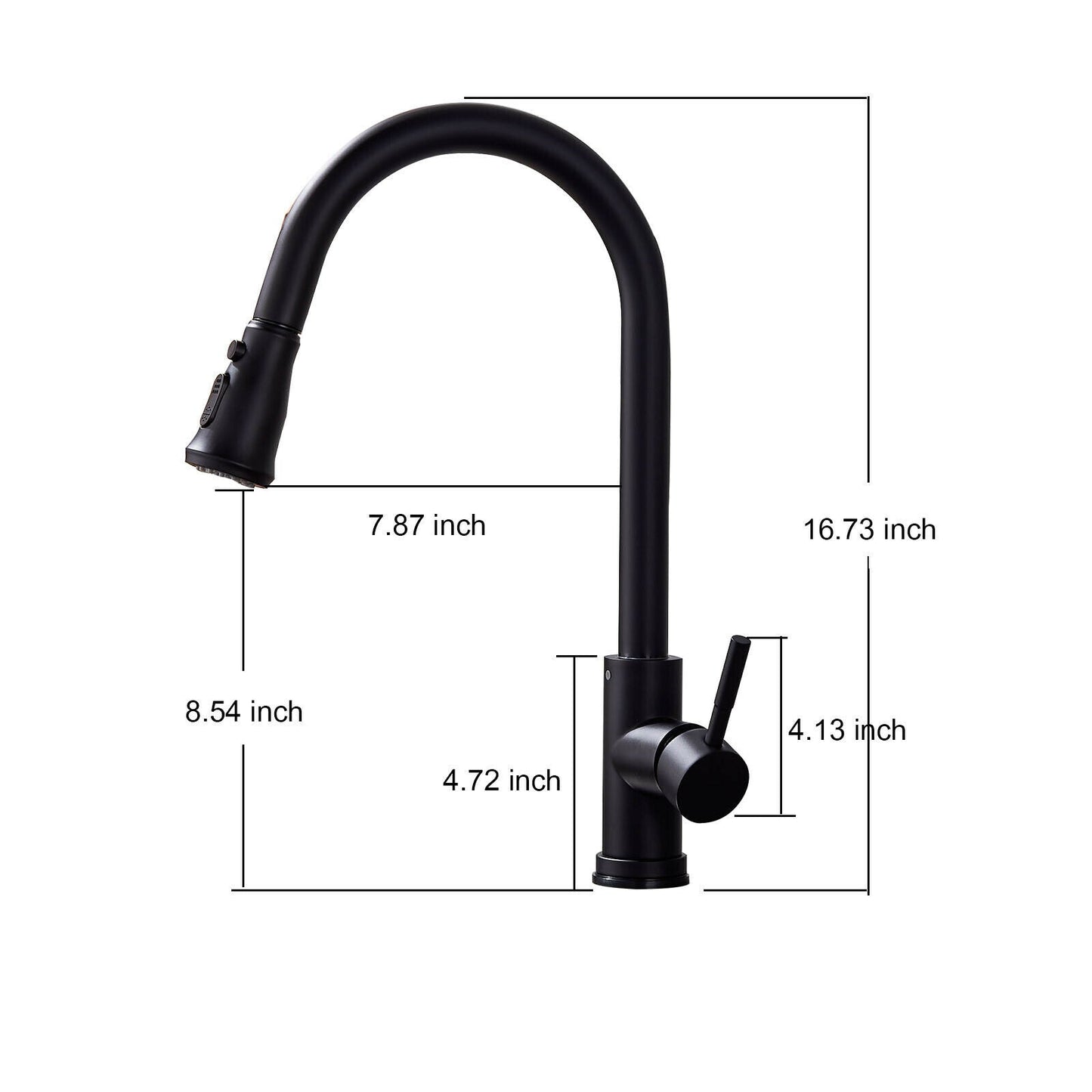 Matte Black Or Brushed Gold Pull Out Spray Kitchen Sink Faucet Commercial Swivel Tap W/Plate