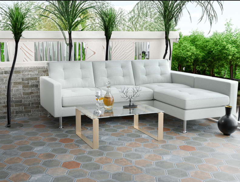 Hexelle Oxido Rust & Gray Matte Porcelain Hexagon Tile – 8.66x9.84