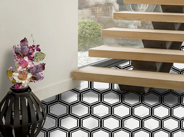 Hexelle Day Black & White Matte Porcelain Hexagon Tile – 8.66x9.84
