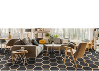 Hexelle Grafito Black & Wood Look Matte Porcelain Hexagon Tile – 8.66x9.84