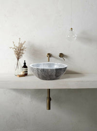 Sirius Gray Marble Vessel Above Vanity Bathroom Sink Polished (D)15" (H)6"