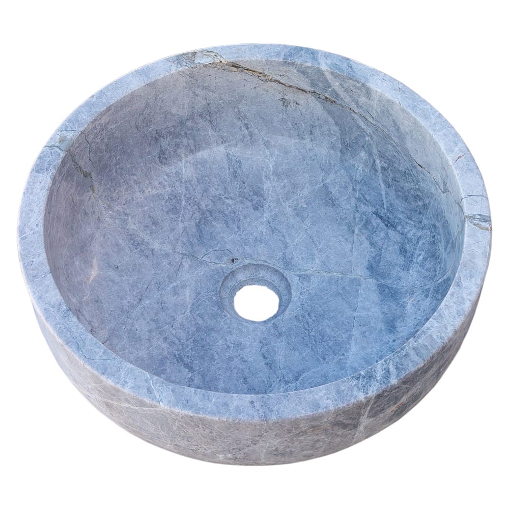 Natural Stone Sirius Silver Marble Above Vanity Bathroom Vessel Sink (D)16" (H)6"